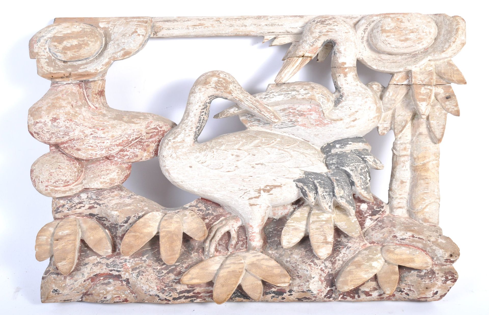 ANTIQUE HAND CARVED PANEL DEPICTING BIRDS