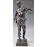 FASCINATOR - 19TH CENTURY FRENCH BRONZE SNAKE CHARMER BY E MARIOTON