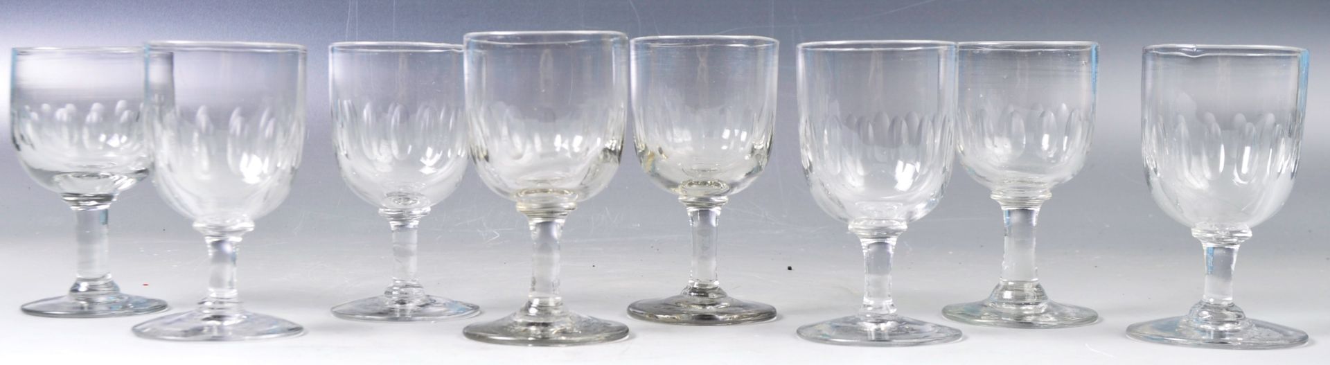 SET OF EIGHT VICTORIAN GLASS TAVERN WINE GLASSES