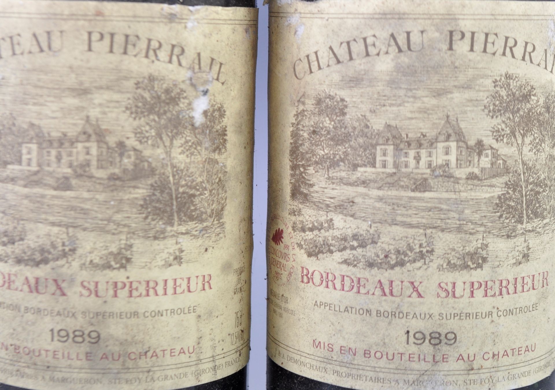 TWO BOTTLES OF 1989 CHATEAU PIERRAIL BORDEAUX SUPERIEUR WINE - Bild 2 aus 3