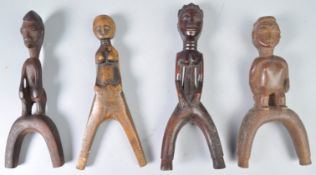 COLLECTION OF FOUR AFRICAN TRIBAL ANTIQUE LOBI CATAPULTS