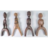 COLLECTION OF FOUR AFRICAN TRIBAL ANTIQUE LOBI CATAPULTS