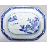 18TH CENTURY CHINESE BLUE AND WHITE PLATTER TRAY