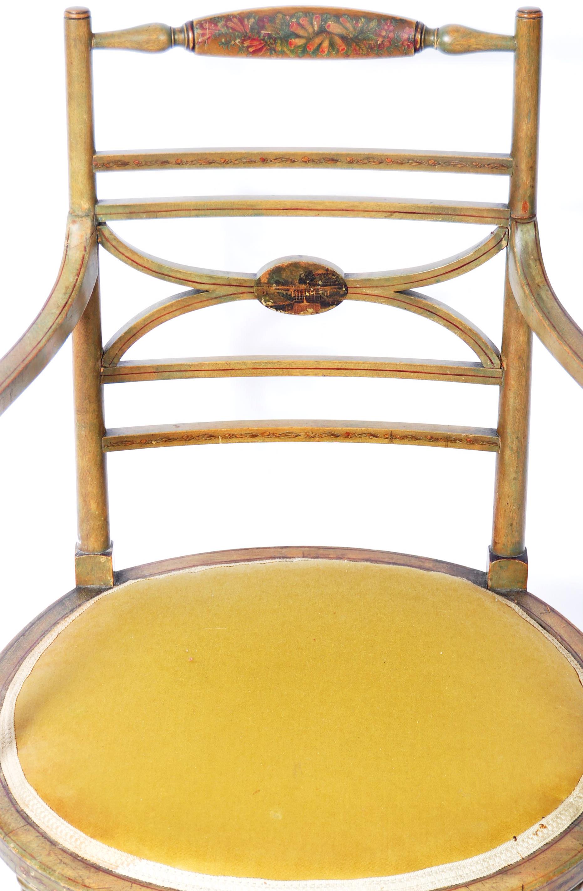 EARLY 19TH CENTURY GEORGIAN REGENCY PAINTED ARM CHAIR - Image 4 of 8