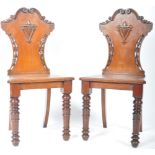 FINE PAIR OF 19TH CENTURY OAK ESTATE HALL CHAIRS