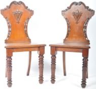 FINE PAIR OF 19TH CENTURY OAK ESTATE HALL CHAIRS