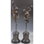 PAIR OF 19TH CENTURY BRONZE MERCURY AND FORTUNA FIGURINES