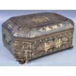 CHINESE EARLY 19TH CENTURY BLACK LACQUER WORK BOX