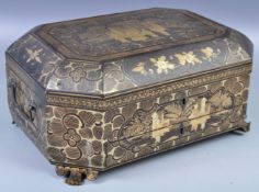 CHINESE EARLY 19TH CENTURY BLACK LACQUER WORK BOX