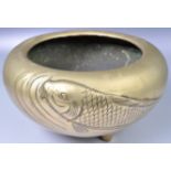 19TH CENTURY CHINESE BRONZE FISH CENSER DING PRAYER BOWL