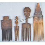 COLLECTION OF ANTIQUE TRIBL AFRICAN HAIR COMBS