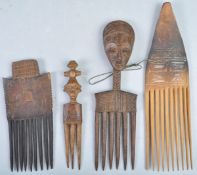 COLLECTION OF ANTIQUE TRIBL AFRICAN HAIR COMBS