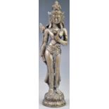 20TH CENTURY TIBETAN WHITE METAL FIGURE OF TARA