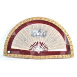 A 19TH CENTURY GEORGIAN PAINTED OSTRICH FEATHER FAN