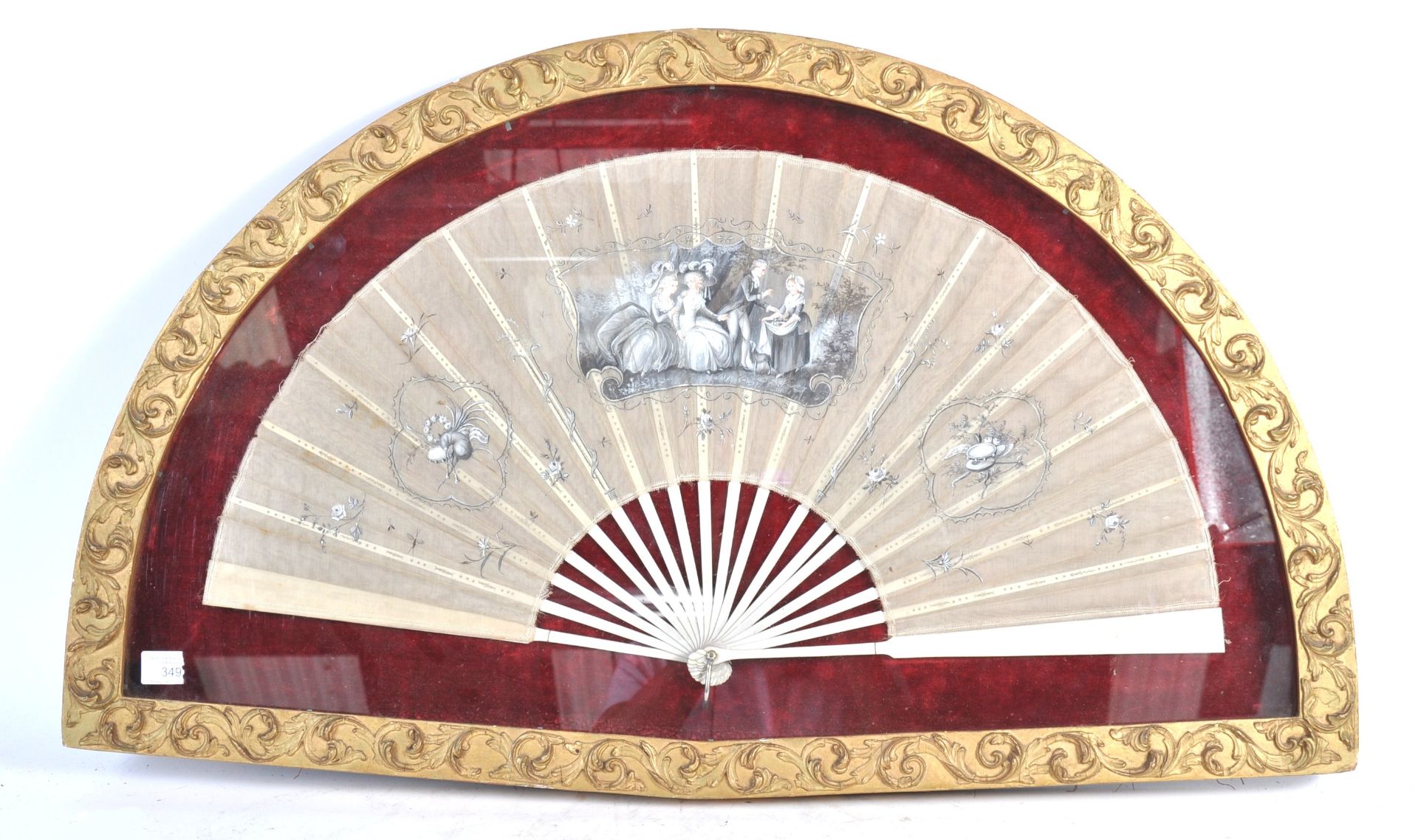 A 19TH CENTURY GEORGIAN PAINTED OSTRICH FEATHER FAN