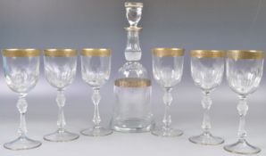 COLLECTION OF GERMAN BOHEMIAN WINE GLASSES & DECANTER