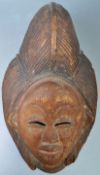 AFRICAN TRIBAL ANTIQUE CARVED PUNU LUMBO MASK