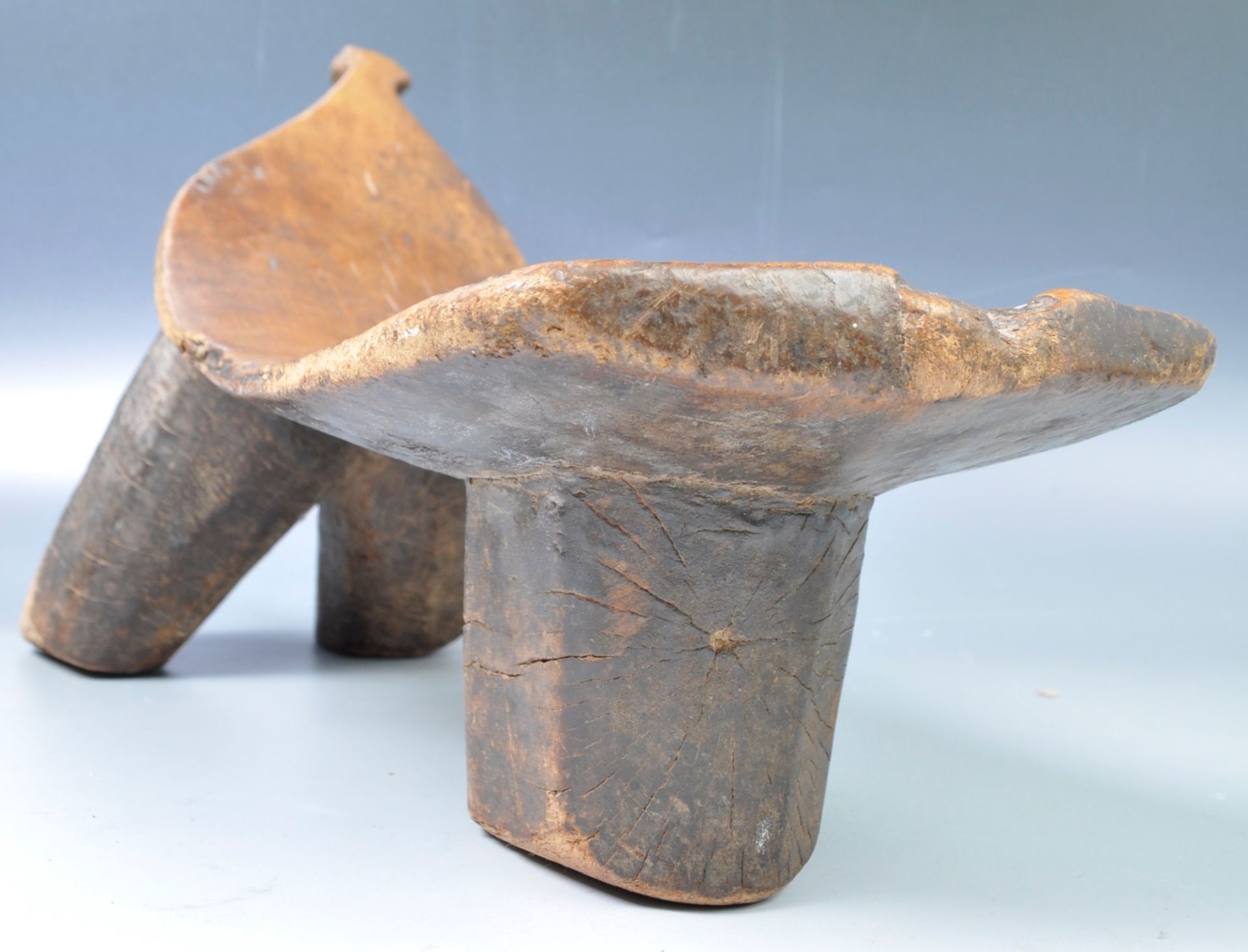 AFRICAN TRIBAL ANTIQUE CARVED LOBI STOOL - Image 5 of 5