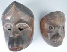 TWO AFRICAN TRIBAL ANTIQUES CEREMONIAL MASKS