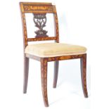 STUNNING 19TH CENTURY DUTCH MARQUETRY INLAID SIDE CHAIR