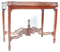 20TH CENTURY CHINESE CHIPPENDALE REVIVAL MAHOGANY SILVER TABLE