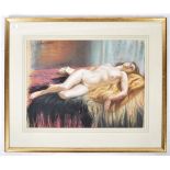 JAMES SARASE PASTEL PAINTING OF A RECLINED NUDE ENTITLED KATE