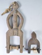 TWO 19TH CENTURY AFRICAN HAND CARVED PULLEYS