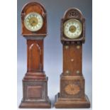 TWO 19TH CENTURY ENGLISH ANTIQUE MODEL LONGCASE CLOCKS