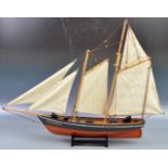 20TH CNTURY SCRATCH BUILD MODEL OF A SAILING BOAT