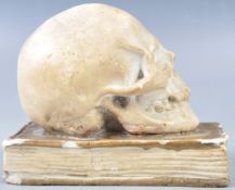 RARE 19TH CENTURY PLASTER VANITAS MOMENTO MORI SKULL