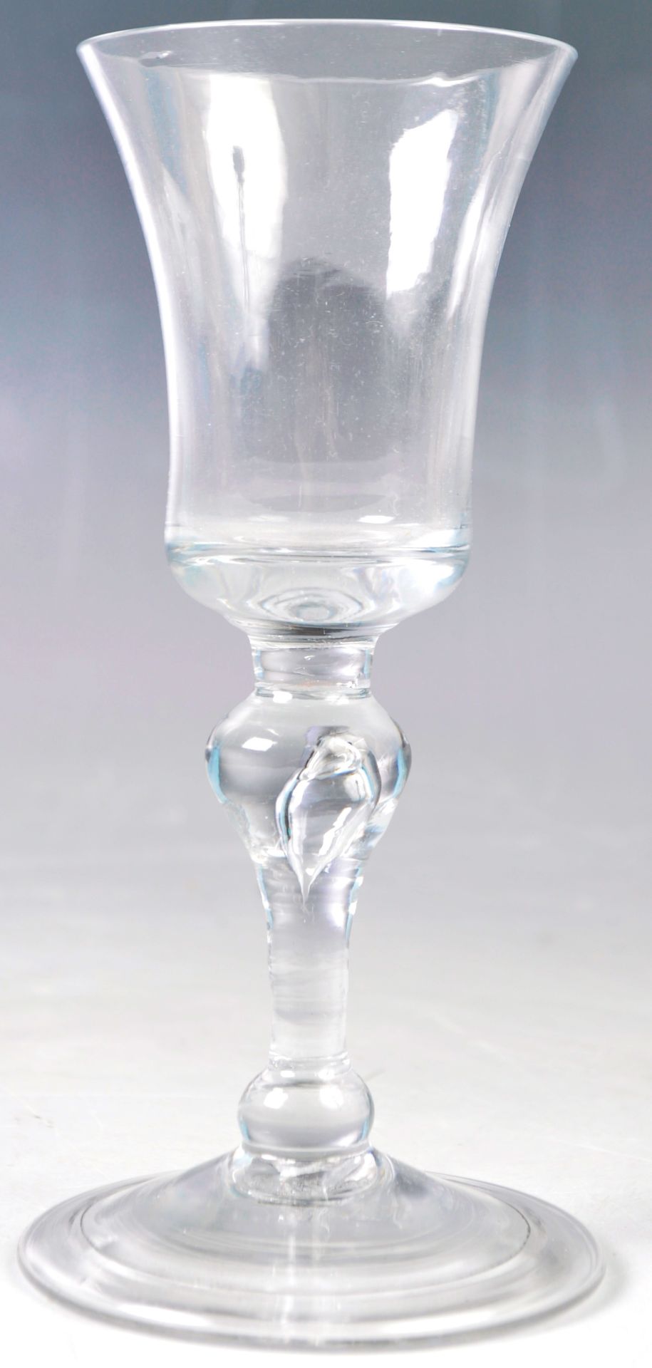 RARE MID 18TH CENTURY GEORGIAN BALUSTER STEM WINE GLASS