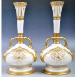 LARGE PAIR OF ROYAL WORCESTER GILDED VASES