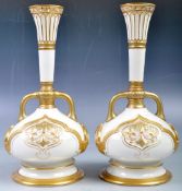 LARGE PAIR OF ROYAL WORCESTER GILDED VASES