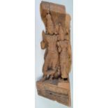 EARLY 20TH CENTURY INDIAN CARVED RAMA AND SITA PANEL