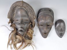 COLLECTION OF THREE AFRICAN DAN MASKS