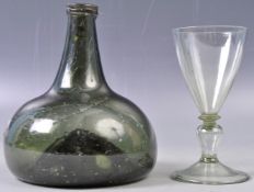 RARE 18TH CENTRUY ONION SHAPED BOTTLE AND ANOTHER