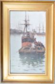 HARTLEPOOL DOCKS - EARLY 20TH CENTURY OIL ON BOARD PAINTING