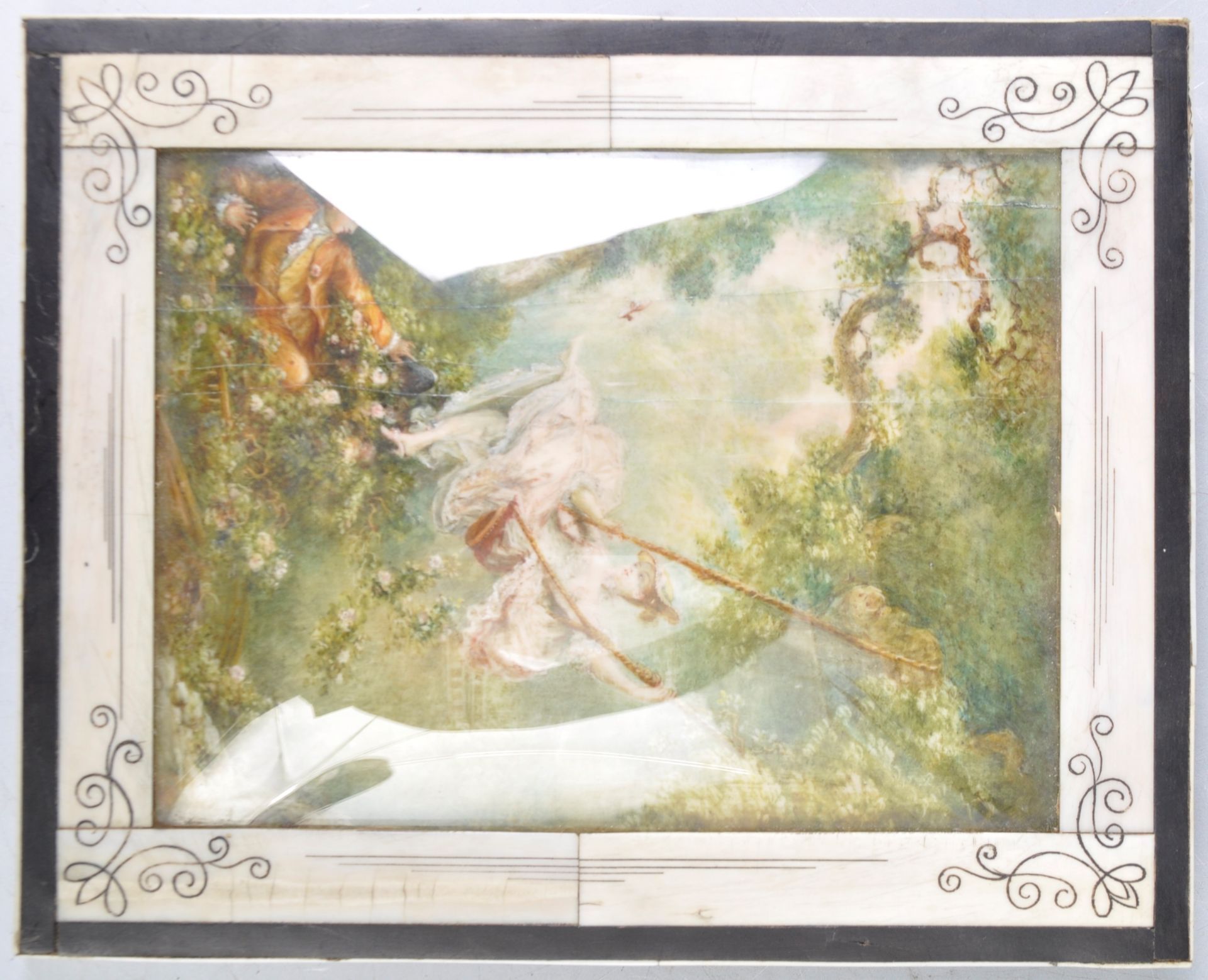 AFTER JH FRAGONARD - THESWING - IVORY PANEL PAINTING