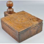 18TH CENTURY ANTIQUE HAND CARVED WALNUT / OAK SPICE BOX