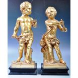 PAIR OF BEAUTIFUL GILT PAINTED MODELS OF BACCHANALIAN CHERUBS