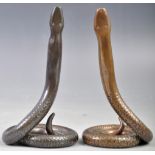 RARE PAIR OF 19TH CENTURY BRONZE SNAKE INCENSE BURNERS