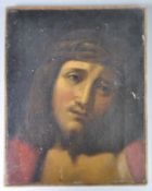 ANTIQUE OIL ON CANVAS OF DEPICTING CHRIST WITH THE CROWN OF THORNS