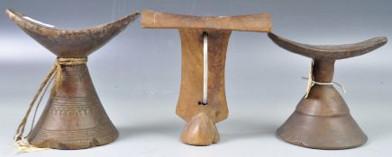 GROUP OF 19TH CENTURY AFRICAN TRIBAL WOODEN HEAD RESTS