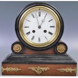 19TH CENTURY FRENCH ANTIQUE WALNUT CASED DRUMHEAD MANTEL CLOCK