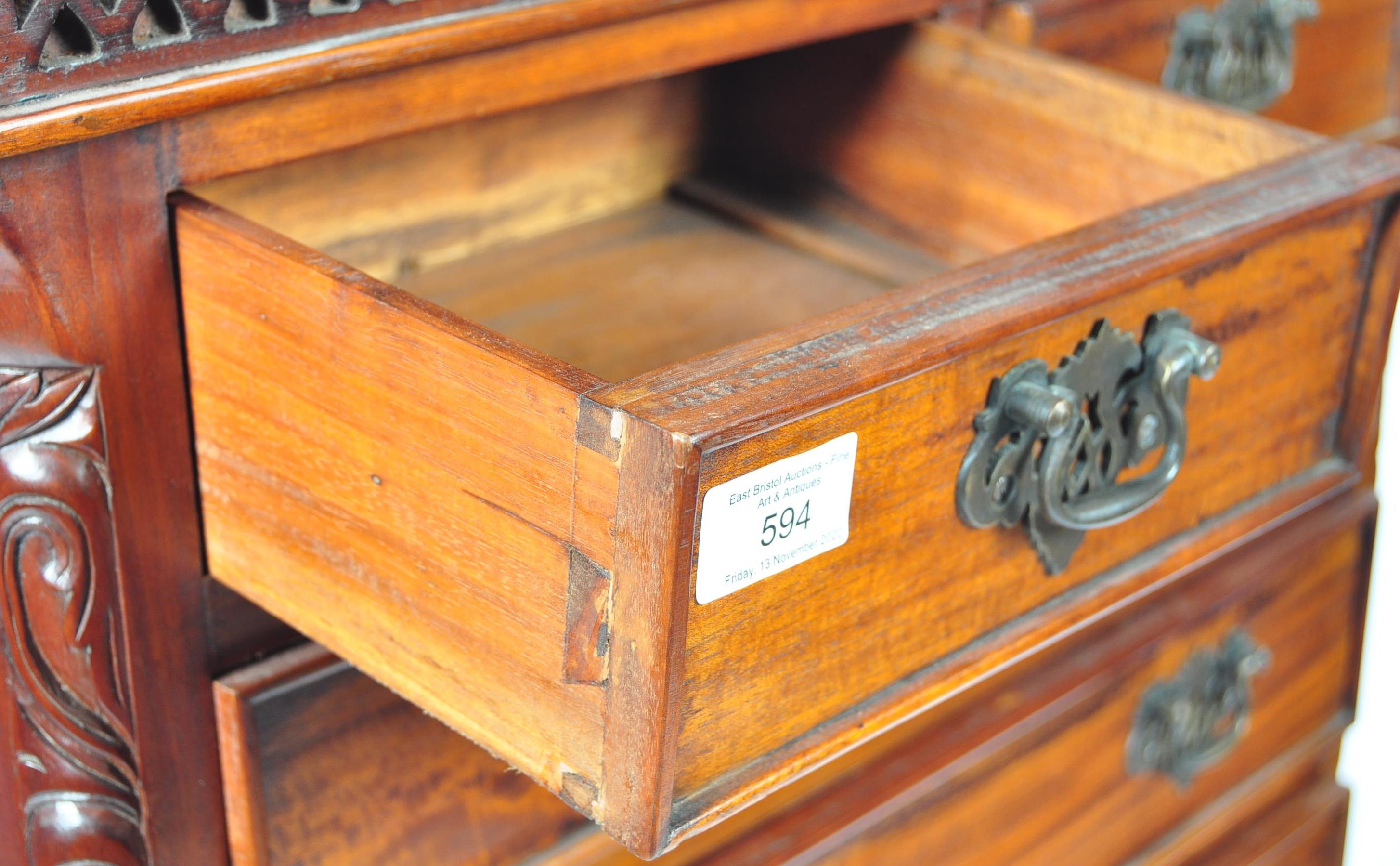 ANTIQUE STYLE MAHOGANY CHEST ON CHEST OF DRAWERS - Image 4 of 12