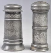 TWO 18TH CENTURY GEORGIAN PEWTER POUNCE POTS