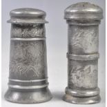 TWO 18TH CENTURY GEORGIAN PEWTER POUNCE POTS