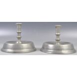 PAIR ANTIQUE STYLE PEWTER CANDLESTICKS IN THE DUTCH TASTE
