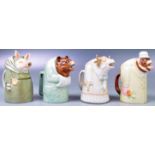 SET OF ANTIQUE GERMAN NOVELTY ANIMAL CREAMER JUGS