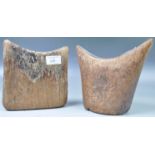 TWO AFRICAN TRIBAL ANTIQUE ETHIOPIAN OROMO HEADRESTS